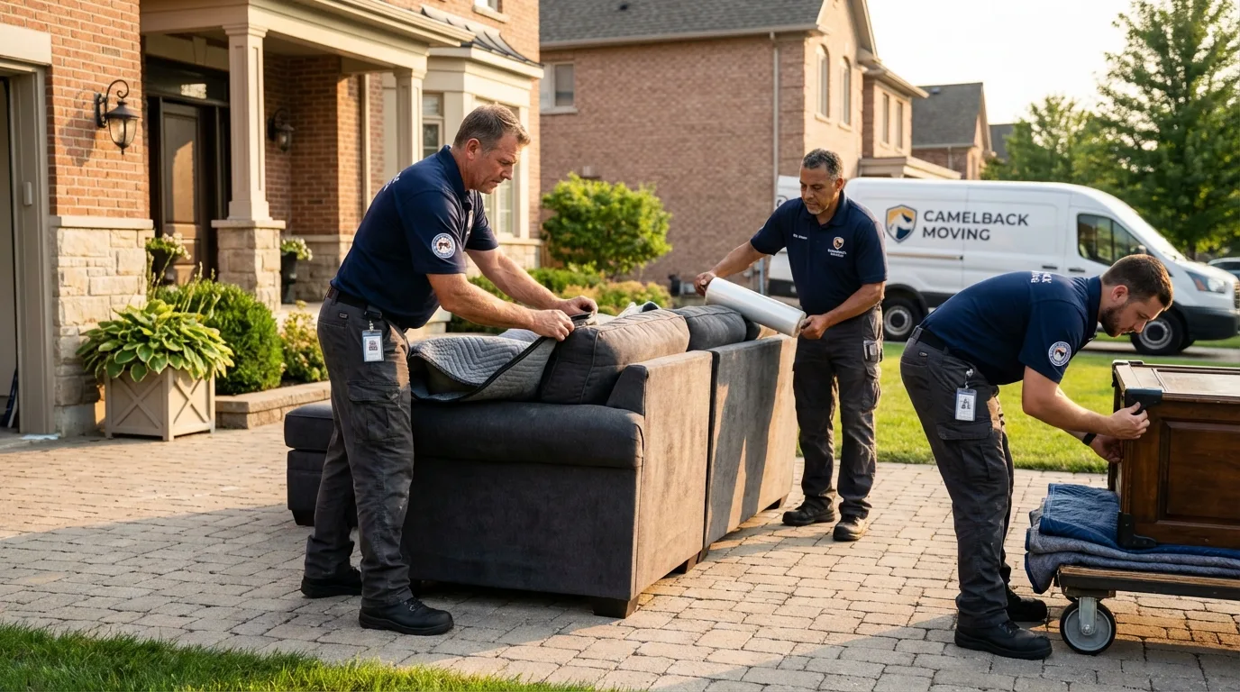 Large estate moving crew wrapping furniture in San Pablo, CA