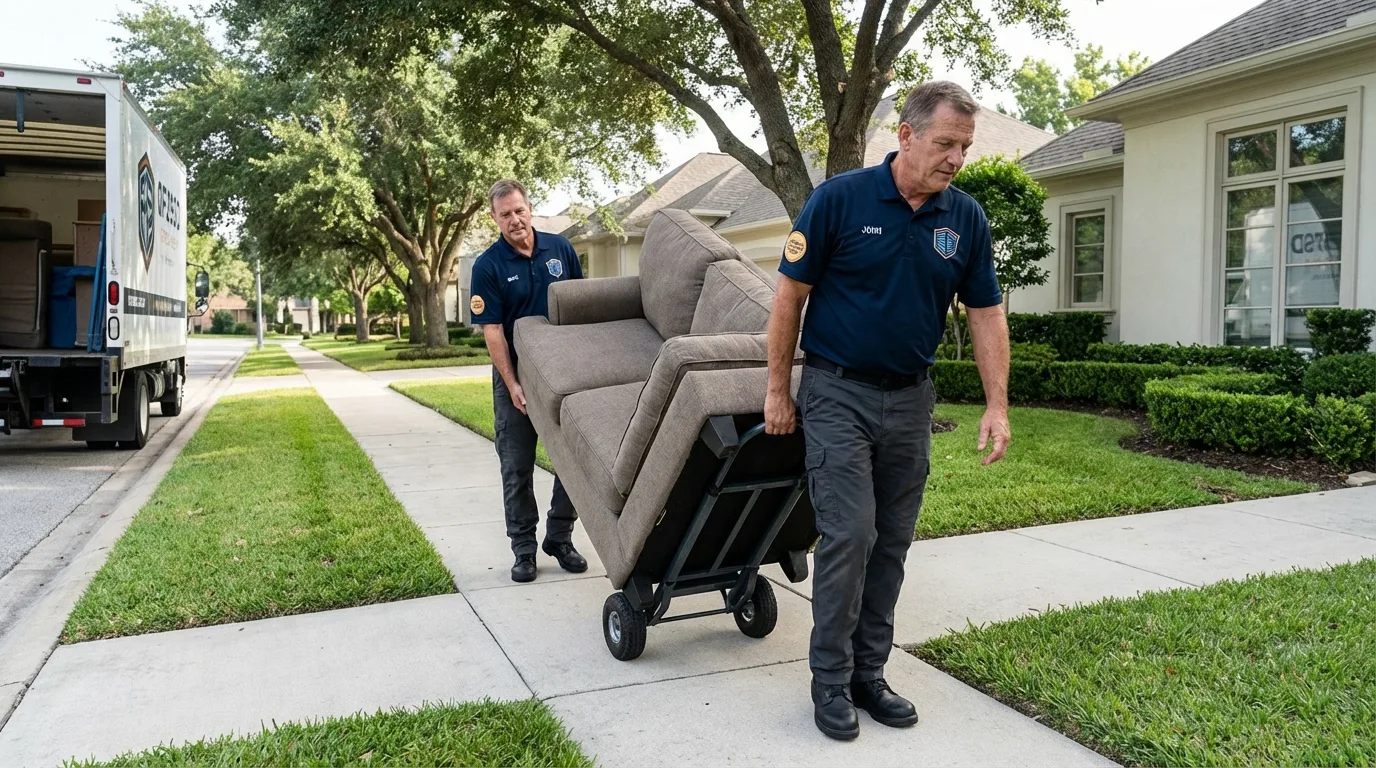 Local residential moving crew loading furniture in San Pablo, CA